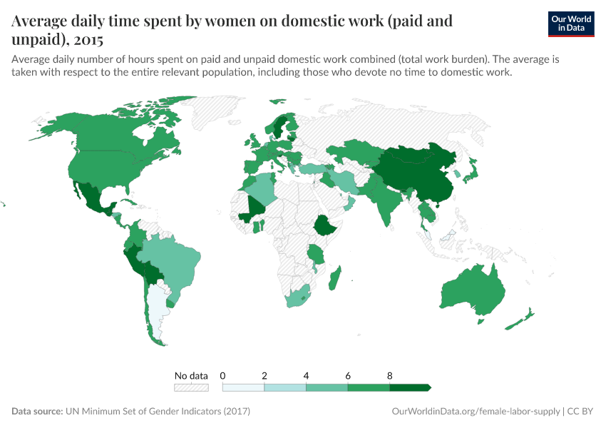A thumbnail of the "Average daily time spent by women on domestic work (paid and unpaid)" chart