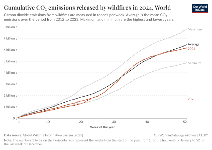 A thumbnail of the "Cumulative CO₂ emissions released by wildfires in 2024" chart
