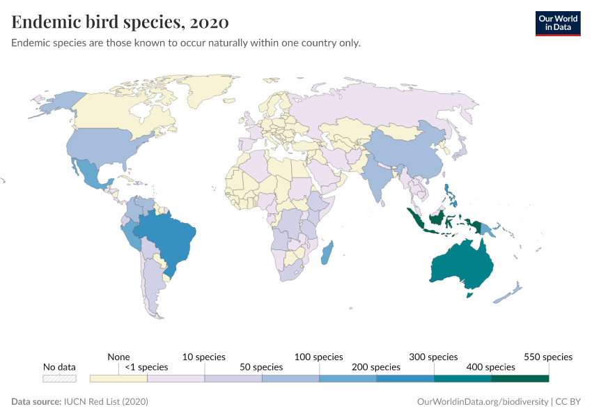 A thumbnail of the "Endemic bird species" chart