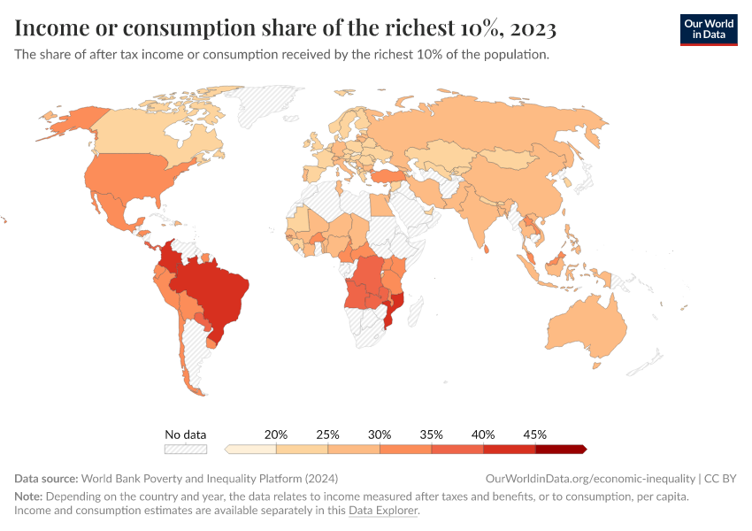 A thumbnail of the "Income or consumption share of the richest 10%" chart
