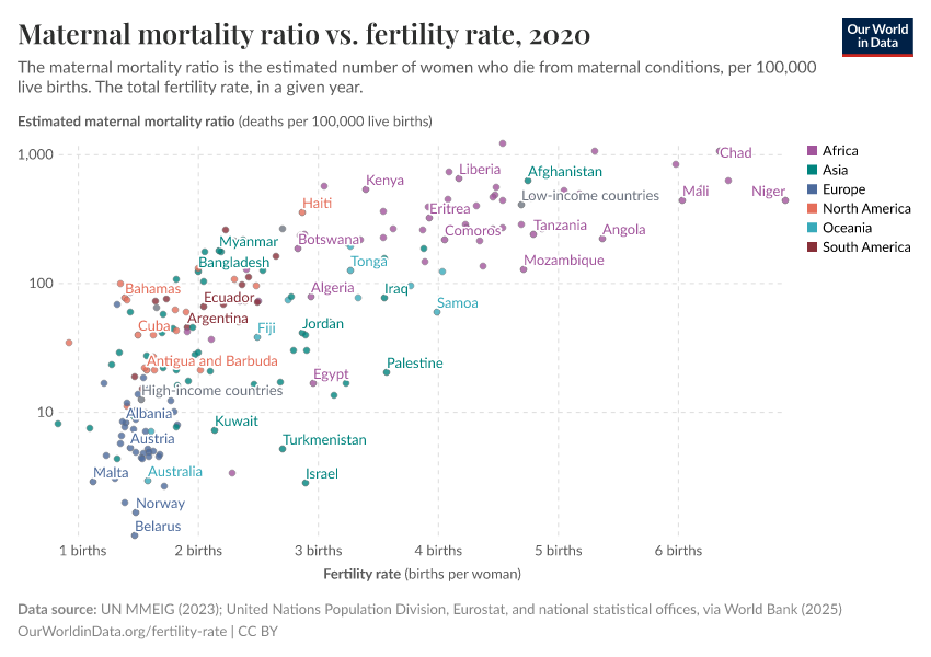 A thumbnail of the "Maternal mortality ratio vs. fertility rate" chart