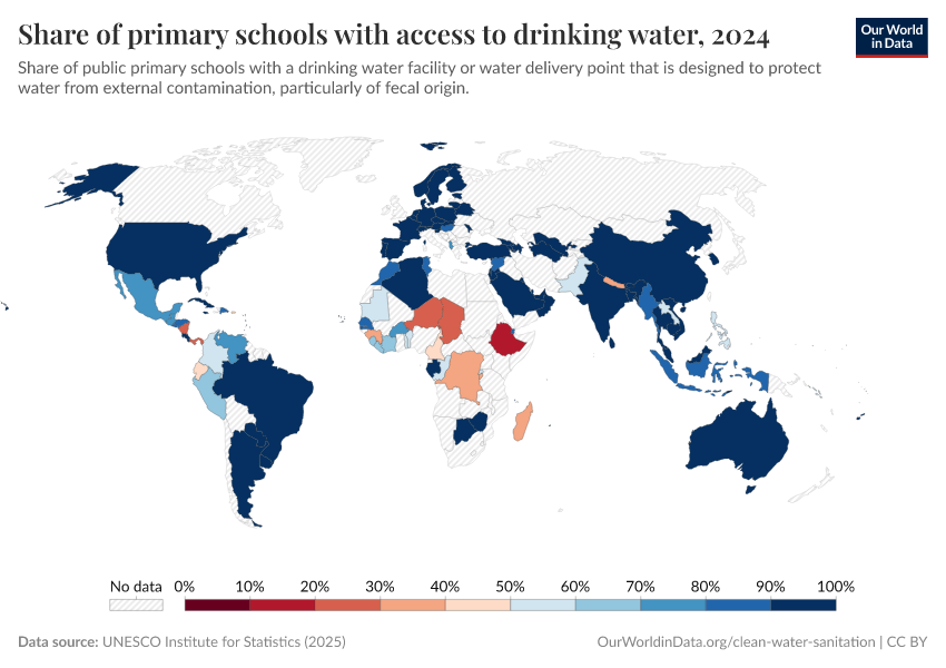 A thumbnail of the "Share of primary schools with access to drinking water" chart