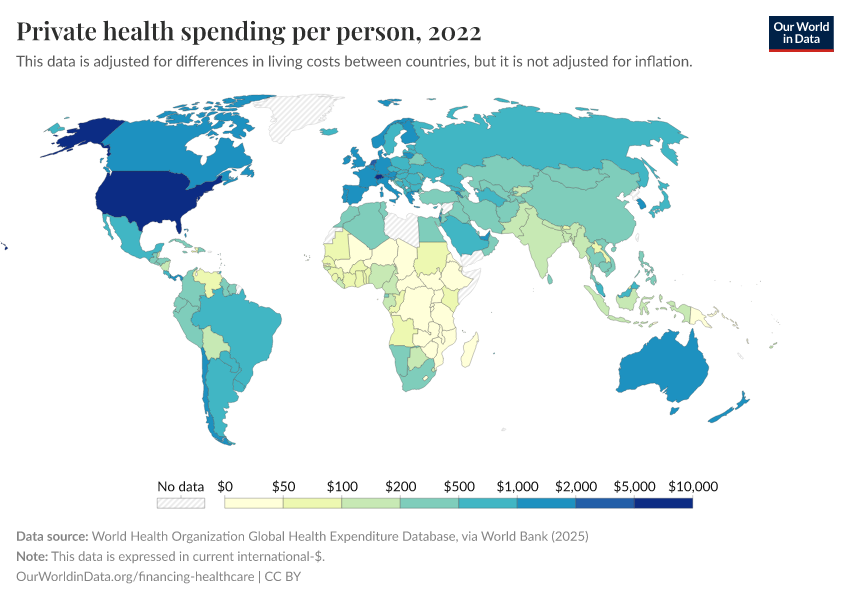 A thumbnail of the "Private health spending per person" chart