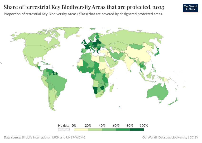 A thumbnail of the "Share of terrestrial Key Biodiversity Areas that are protected" chart