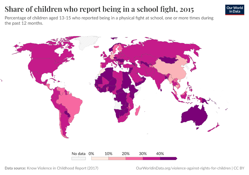 A thumbnail of the "Share of children who report being in a school fight" chart
