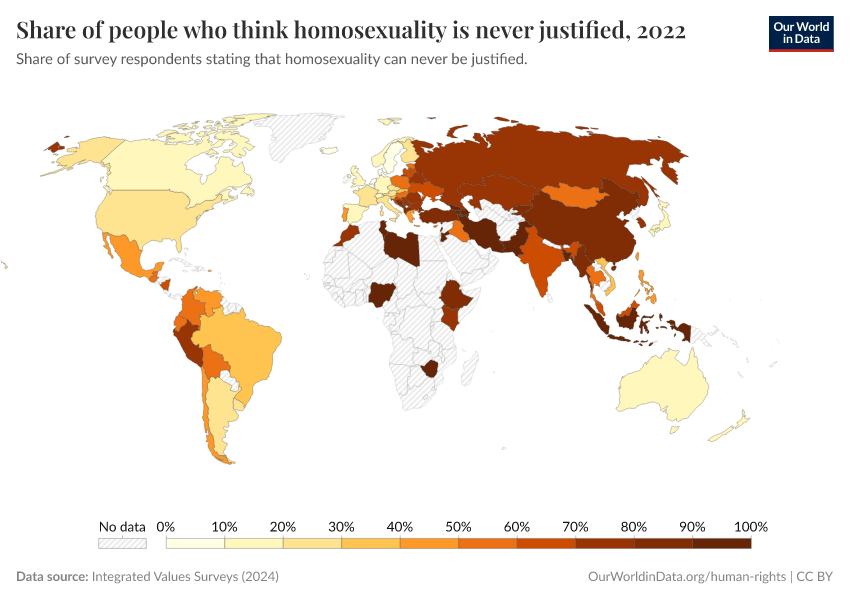 A thumbnail of the "Share of people who think homosexuality is never justified" chart