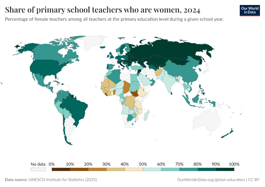 A thumbnail of the "Share of primary school teachers who are women" chart