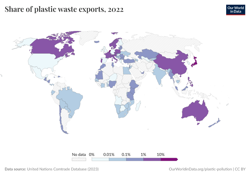 A thumbnail of the "Share of plastic waste exports" chart