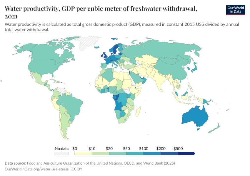A thumbnail of the "Water productivity, GDP per cubic meter of freshwater withdrawal" chart