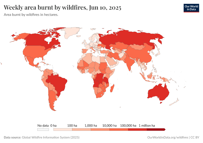 A thumbnail of the "Weekly area burnt by wildfires" chart