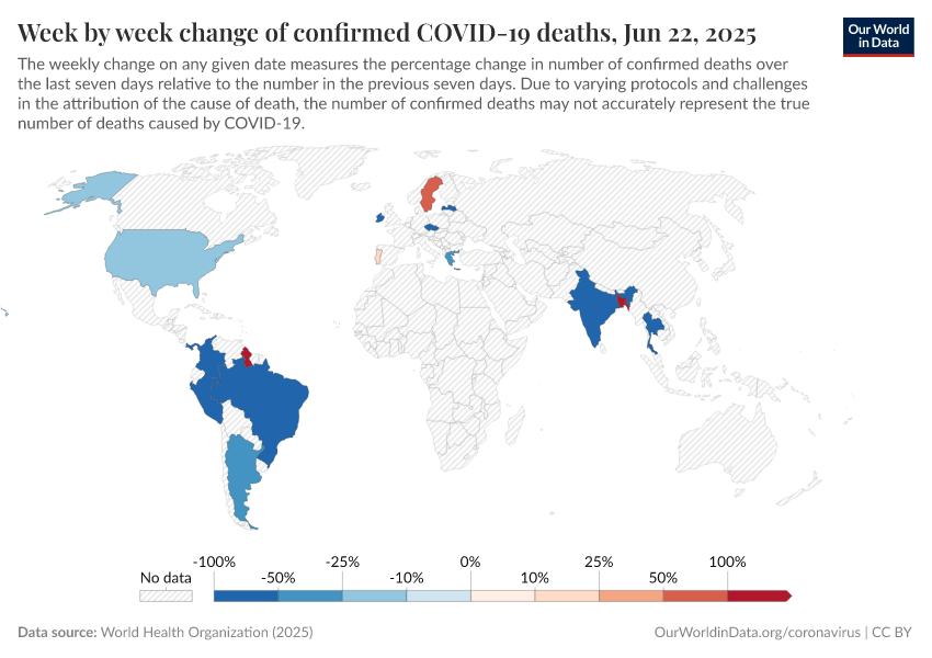 A thumbnail of the "Week by week change of confirmed COVID-19 deaths" chart